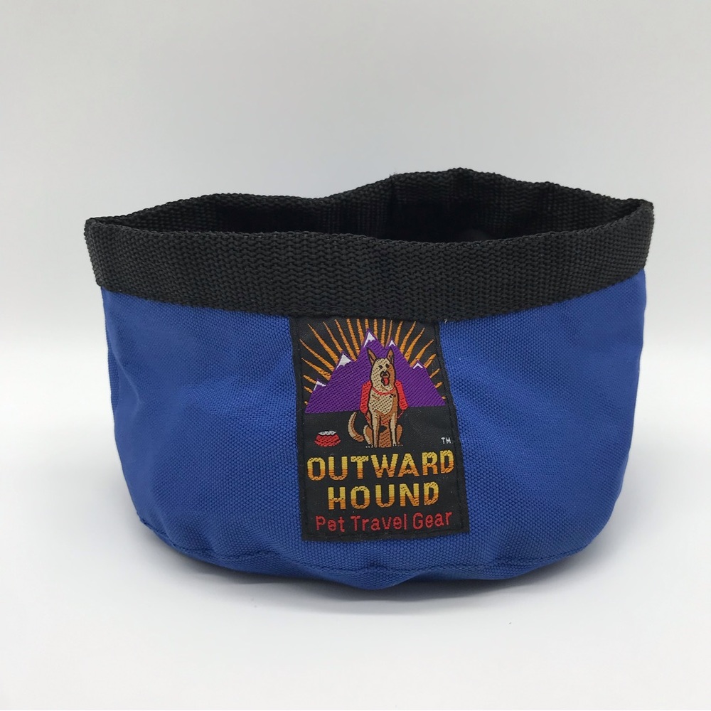 Outward Hound Pet Travel Gear Port-A-Bowl Portable Pet Bowl Blue Black Vintage - Picture 6 of 11
